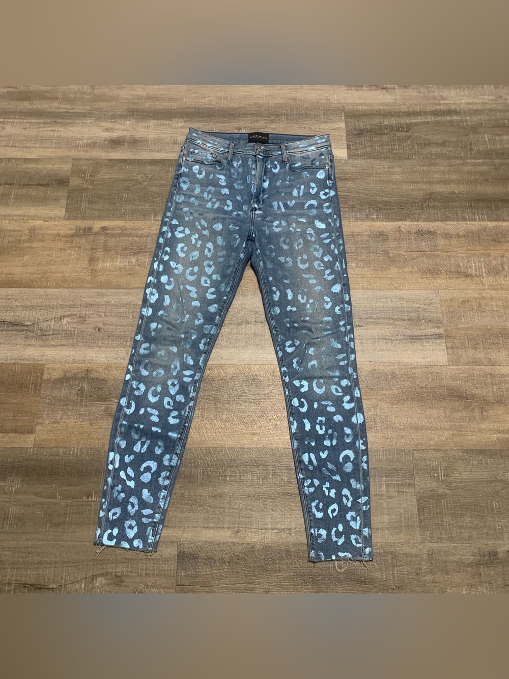 Black Orchid Carmen High Rise Ankle Fray Skinny Jeans Leopard Animal Print 28